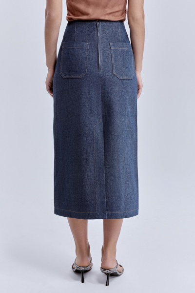 Юбка прямая из винтажного денима, синий