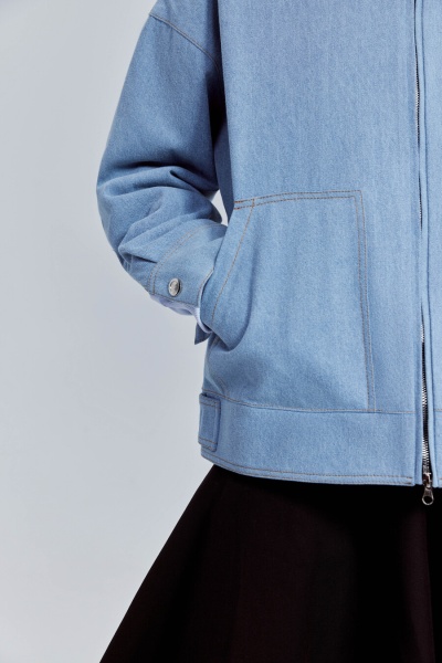 Куртка из денима с вельветовым воротником, голубой