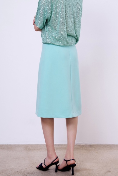Юбка миди из поливискозы со складкой, мятный