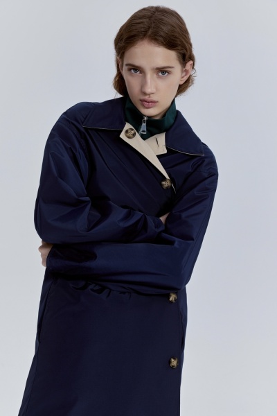 Плащ двусторонний из габардина и нейлона, бежевый