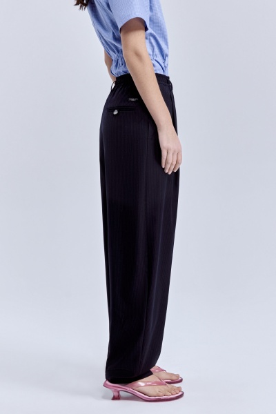 Брюки в полоску со складками, синий