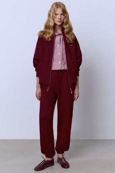 Брюки из футера с начёсом, бордовый