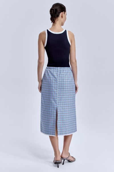 Юбка прямая виши с кружевом, мультиколор