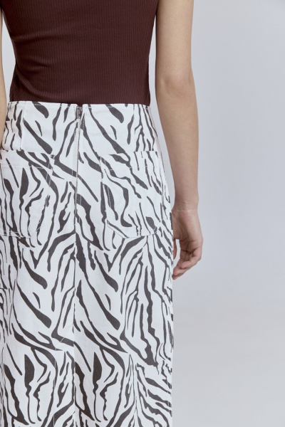 Юбка из легкого денима с анималистичным принтом «зебра»