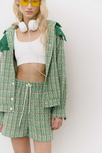 Жакет на резинке букле зелёный