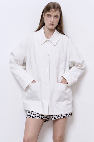 Жакет-рубашка из лёгкого денима, молочный