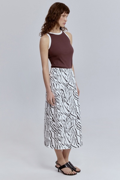 Юбка из легкого денима с анималистичным принтом «зебра»
