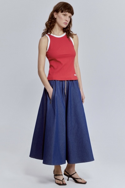 Юбка-солнце на кулиске из денима, синий