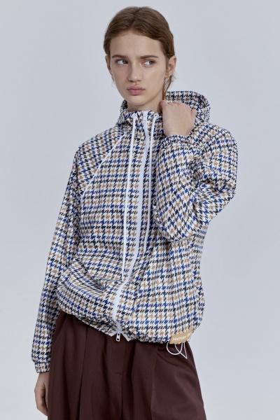 Ветровка с принтом «гусиная лапка» и капюшоном, мультиколор