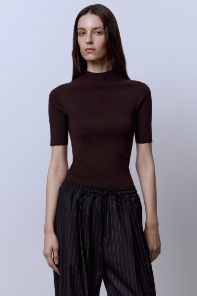 Водолазка с коротким рукавом, шоколад