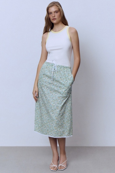 Юбка Secret Garden на кулиске с кружевом, зелёный