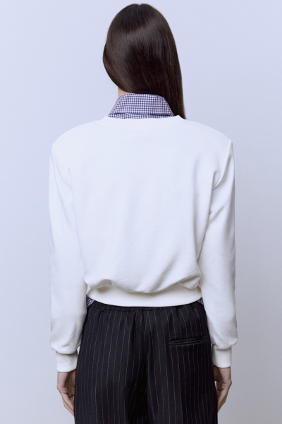 Свитшот из футера с рукавами-фонариками, молочный