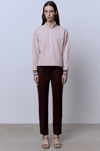 Поло на молнии с длинным рукавом, телесный