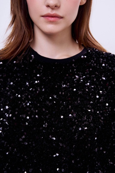 Топ из бархата с пайетками, черный