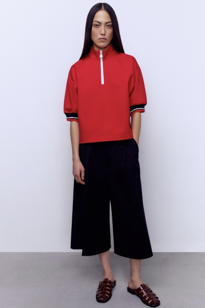 Поло на молнии, красный