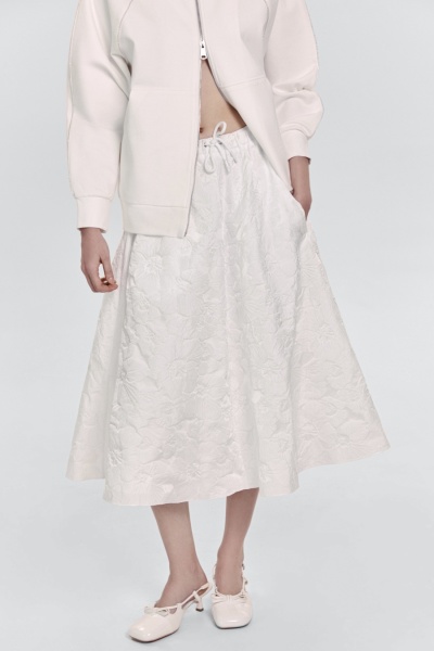Юбка-солнце из жаккарда на кулиске, белый