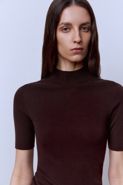 Водолазка с коротким рукавом, шоколад