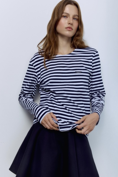 Лонгслив из хлопка в полоску, синий