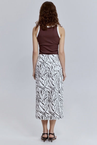 Юбка из легкого денима с анималистичным принтом «зебра»