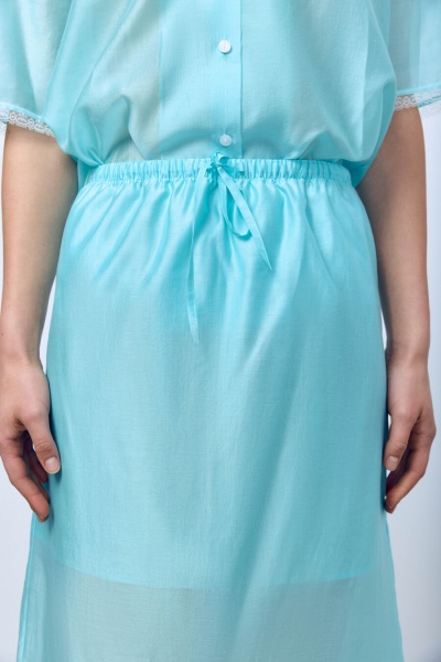 Юбка из батистовой вуали с кружевом, мятный