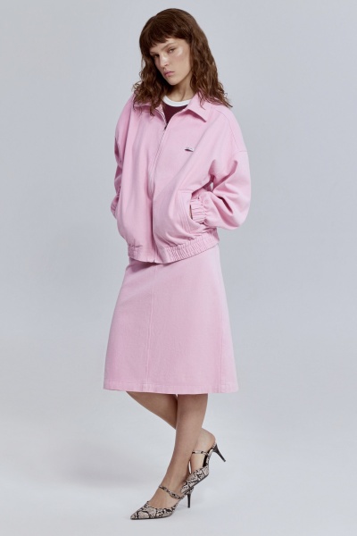 Юбка-миди из варёного денима, розовый