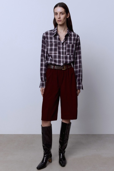 Бермуды из полушерсти, бордовый