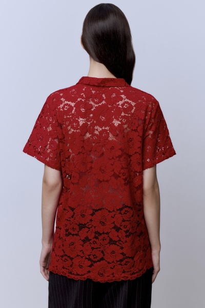 Поло из кружева, красный