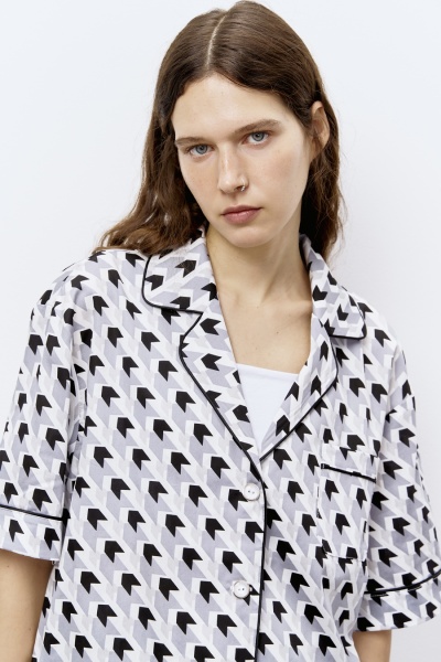 Рубашка из хлопка с геометричным принтом, серый