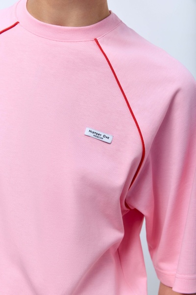 Футболка оверсайз с кантом, розовый