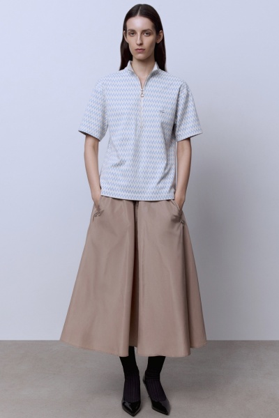 Поло на молнии из джерси жаккард, голубой