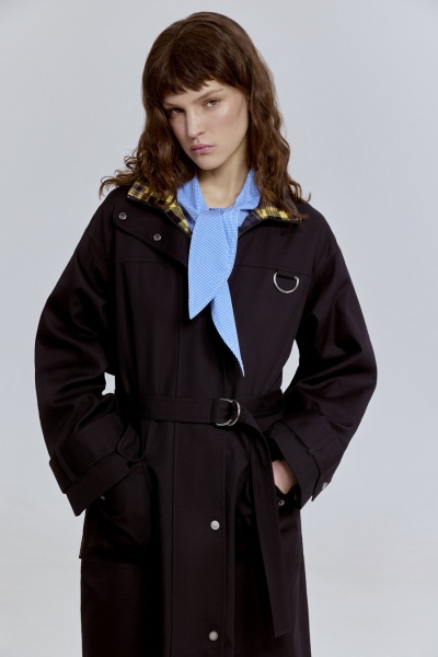 Пальто лёгкое из габардина на фланели, чёрный