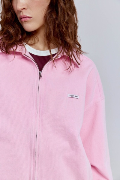 Бомбер из вареного денима, розовый