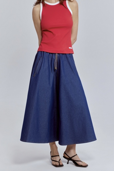 Юбка-солнце на кулиске из денима, синий