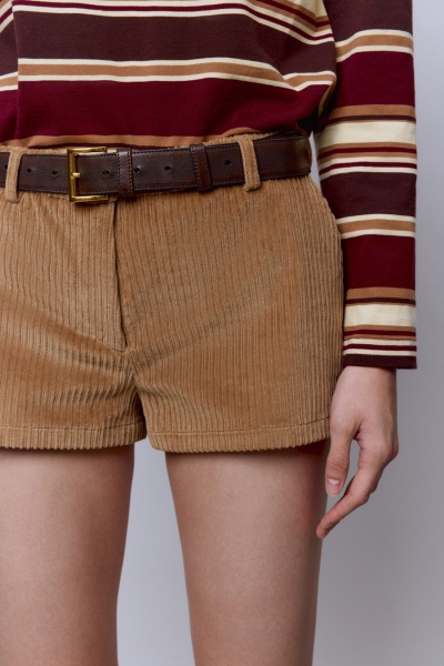 Шорты мини из вельвета, бежевый