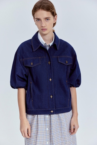 Куртка из денима с рукавами-фонариками, синий