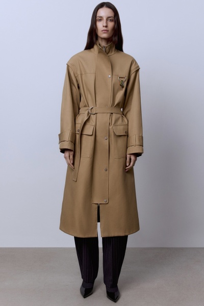 Пальто лёгкое из габардина на фланели, бежевый