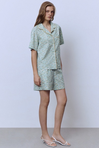 Пижама Secret Garden (рубашка с коротким рукавом + шорты), мятный