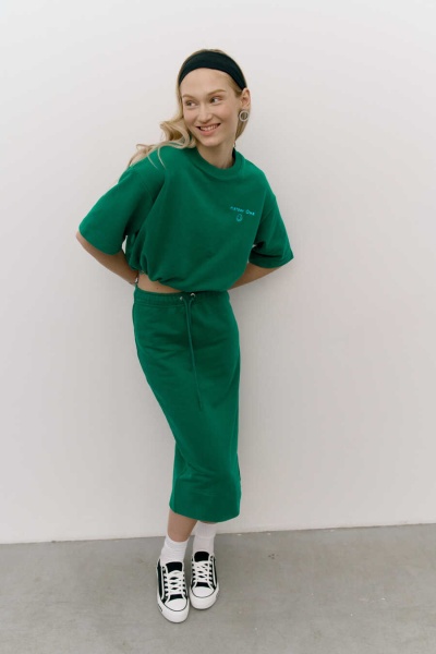 Блуза футер, зелёный