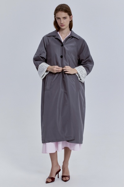 Плащ из нейлона, серый