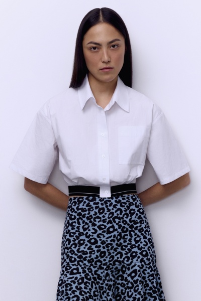 Рубашка-кроп из итальянского варёного хлопка, белый