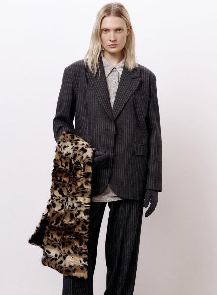 Жакет свободного кроя из шерсти, серый