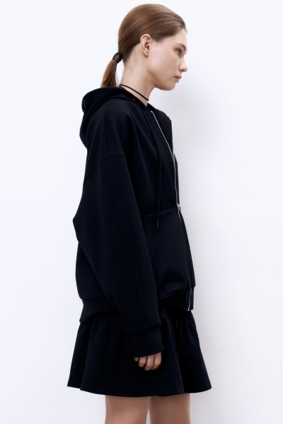 Толстовка oversize на молнии, чёрный