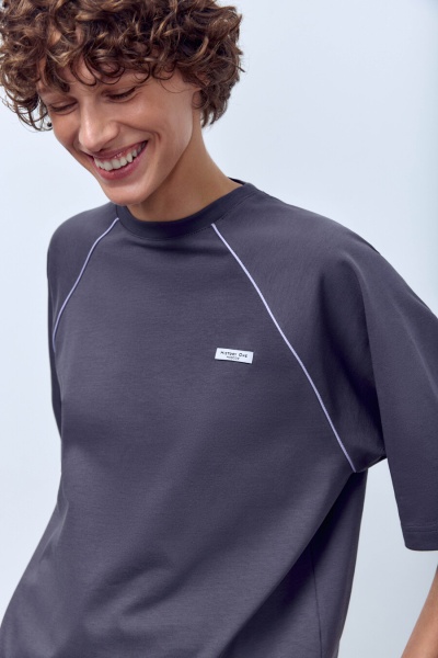 Футболка оверсайз с кантом, гранит