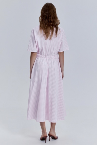 Платье в клетку из итальянского хлопка, розовый