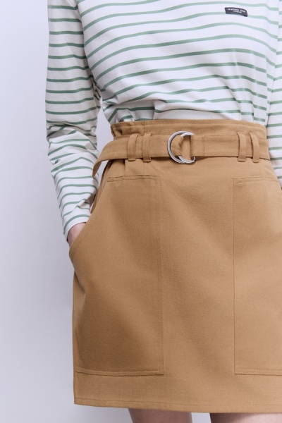 Юбка из денима с эффектом бархата, бежевый