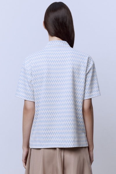 Поло на молнии из джерси жаккард, голубой