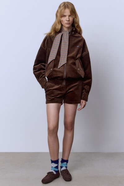 Шорты мини из вельвета, шоколад